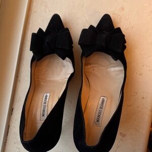 Manolo Blahnik Black Suede Heels with Bow